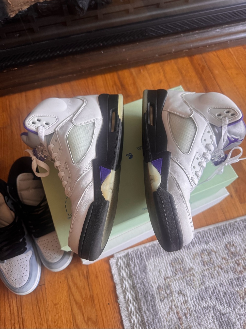Jordans 5s White and Purple High-Top